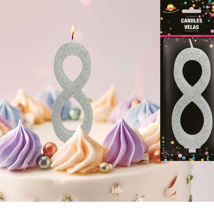 Silverljus 8 år Glitter 12,5cm