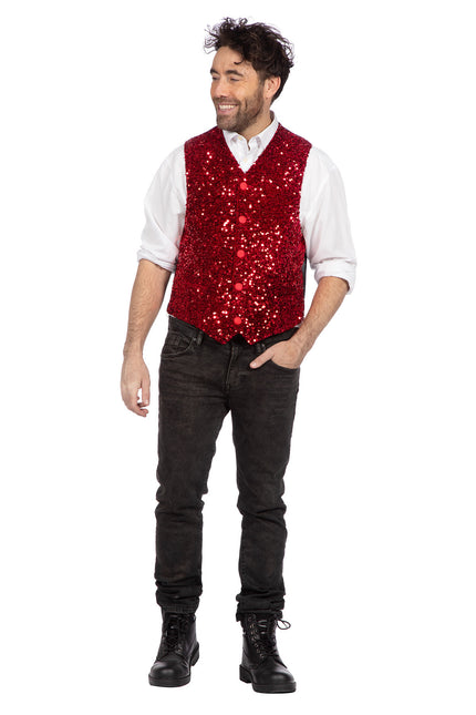 Röd väst Herrar Paljetter Glitter