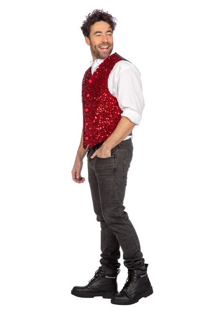 Röd väst Herrar Paljetter Glitter