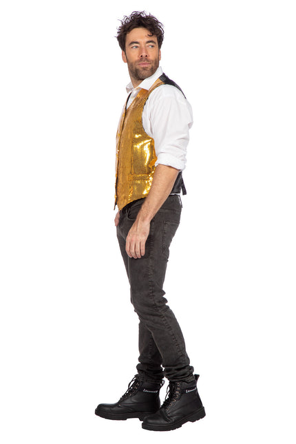 Golden Gilet Men Paljetter