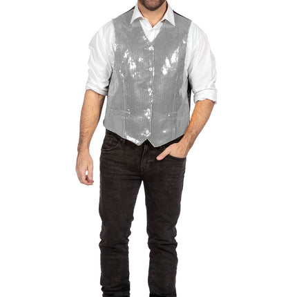 Silver Gilet Men Paljetter