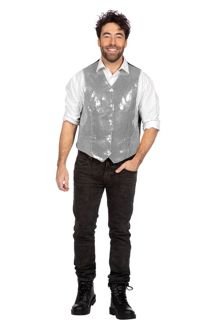 Silver Gilet Men Paljetter