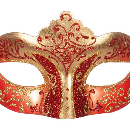 Venetiansk ögonmask Röd guldglitter