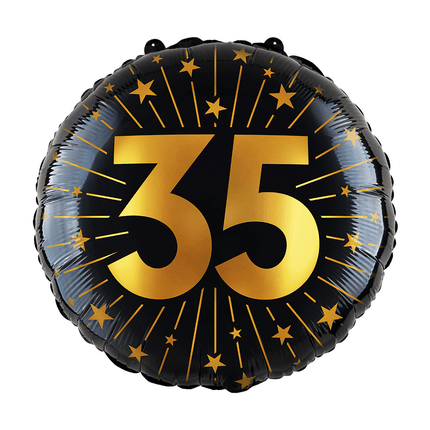 35 Jaar Helium Ballon Zwart Goud Leeg 45cm van WeFiesta koop je bij Partywinkel