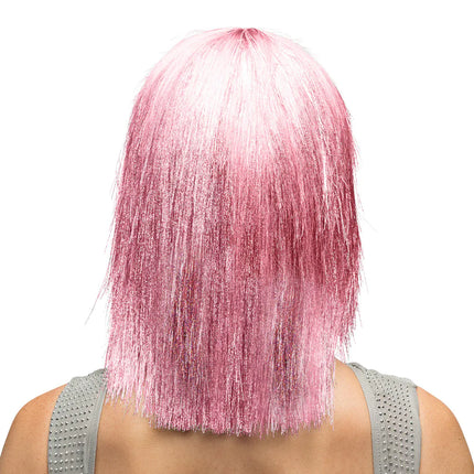 Peruk Crazy rosa (silverglitter)