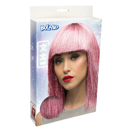 Peruk Crazy rosa (silverglitter)