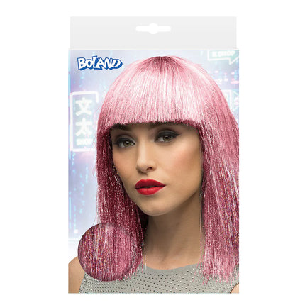 Peruk Crazy rosa (silverglitter)