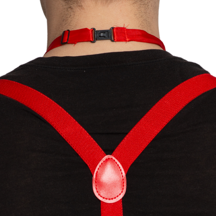 Set Hängslen/Glasögon/Stripe Röd