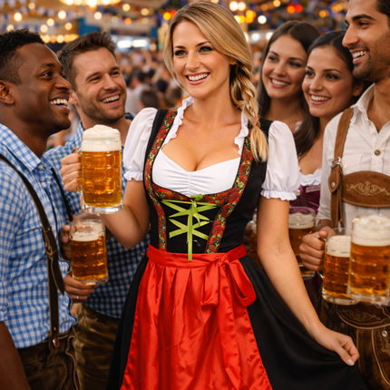 Röd dirndl-klänning till Oktoberfest – Rosalie