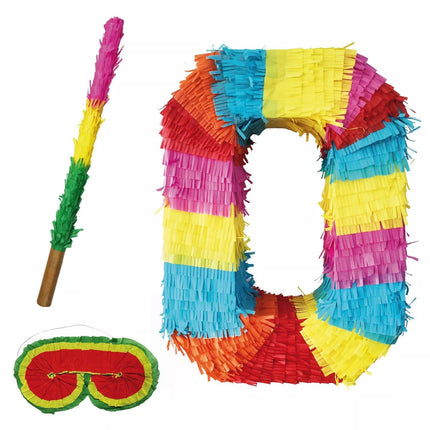 Siffra 0 Piñata-set, 3 delar, 45 cm