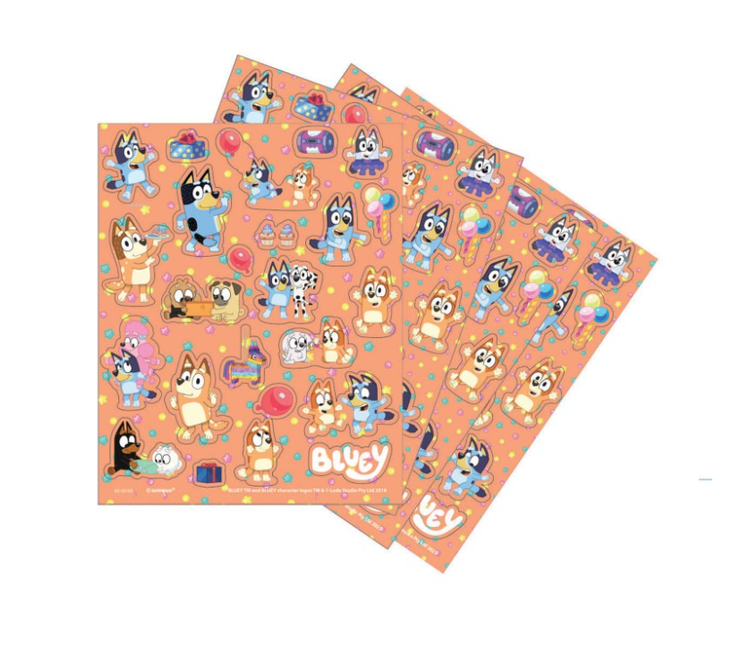 4 BLUEY STICKER SHEETS van Unique koop je bij Partywinkel
