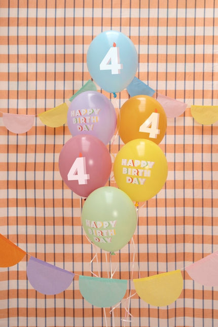 4 Jaar Ballonnen 30cm 50st van Partydeco koop je bij Partywinkel