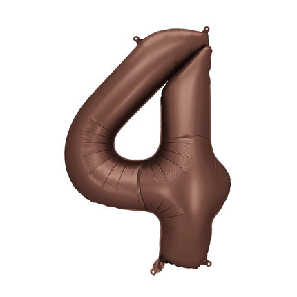 4 Jaar Cijfer Ballon Bruin Leeg 86cm van Partydeco koop je bij Partywinkel
