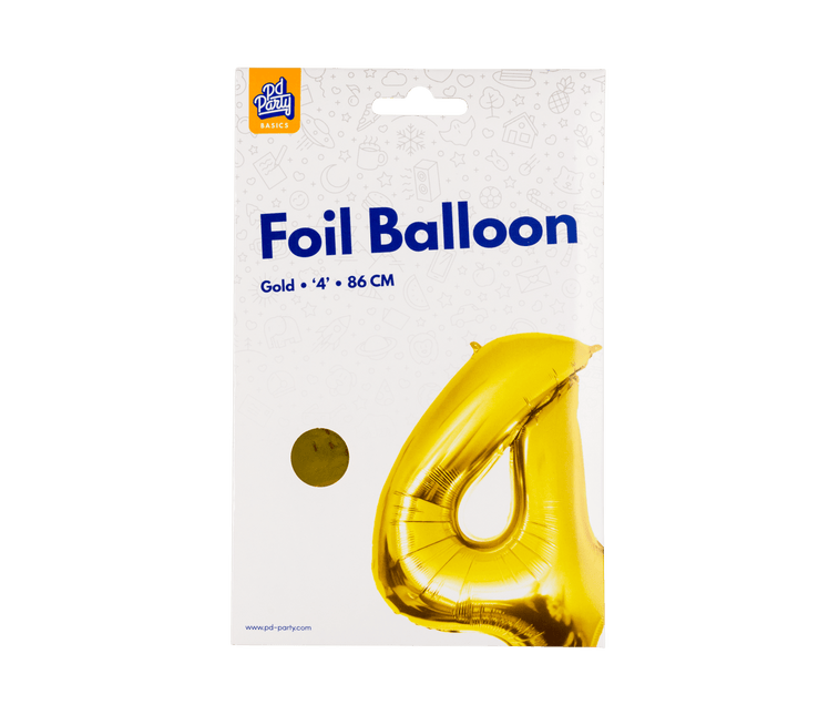 4 Jaar Cijfer Ballon Goud Leeg 86cm van Paper Dreams koop je bij Partywinkel
