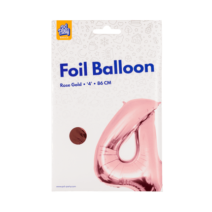 4 Jaar Cijfer Ballon Rose Goud Leeg 86cm van Paper Dreams koop je bij Partywinkel
