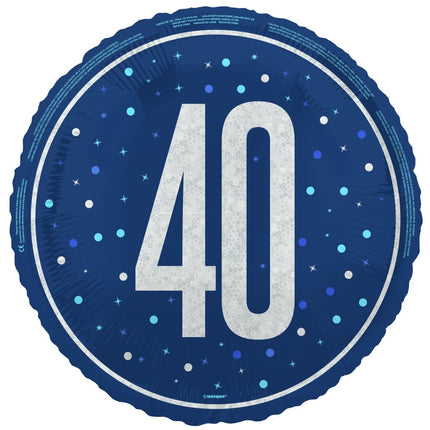 40 Jaar Helium Ballon Blauw Leeg 45cm van Unique koop je bij Partywinkel