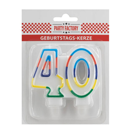 40-årsljus med färgad kant, 7 cm