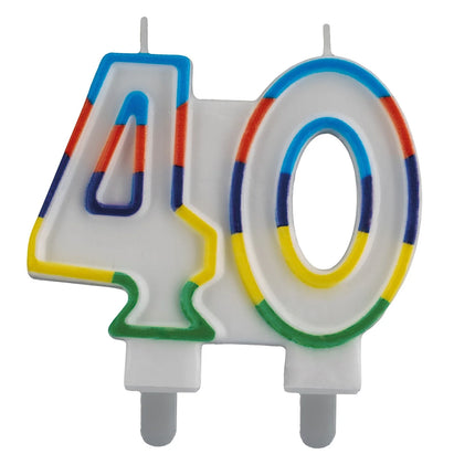 40-årsljus med färgad kant, 7 cm