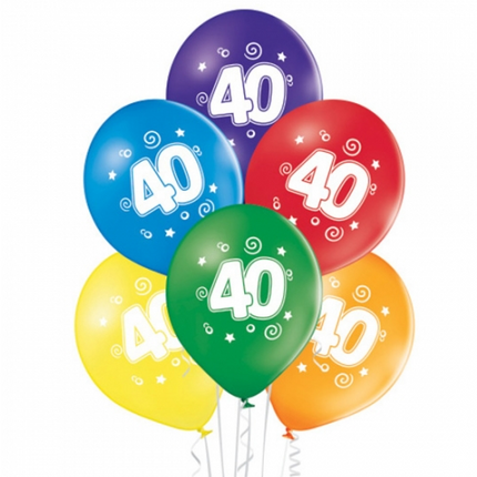 40 år, färgade ballonger, 30 cm, 10 st