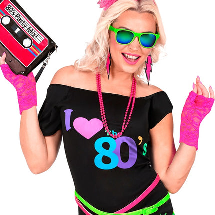 HANDSKAR NEONROSA SPETS