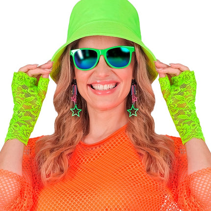 HANDSKAR NEONGRÖN SPETS