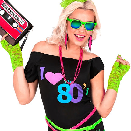 HANDSKAR NEONGRÖN SPETS