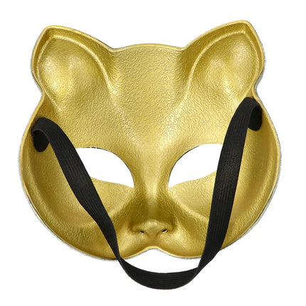 Halvmask Disco Cat guld