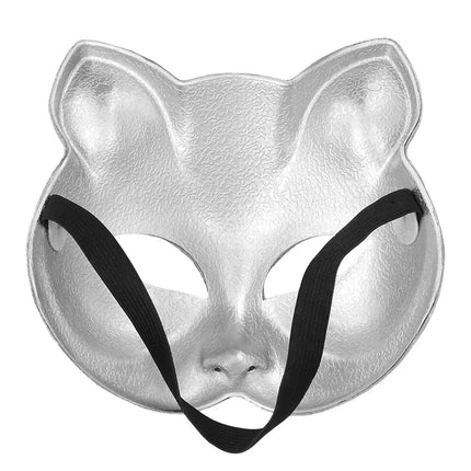 Halvmask Disco Cat silver