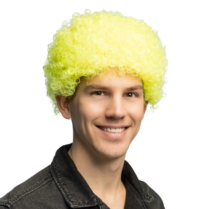 Peruk Curly, neongul, UV