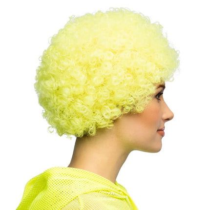 Peruk Curly, neongul, UV