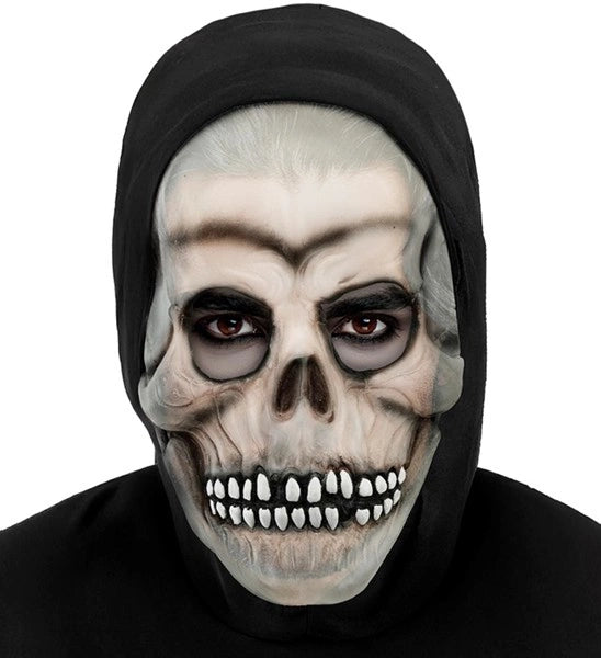 Halloween-skallemask med huva som lyser i mörkret