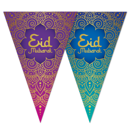 Eid Mubarak Girlang Lila Blå