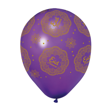 Eid Mubarak Ballonger Lila Blå 30cm 6st