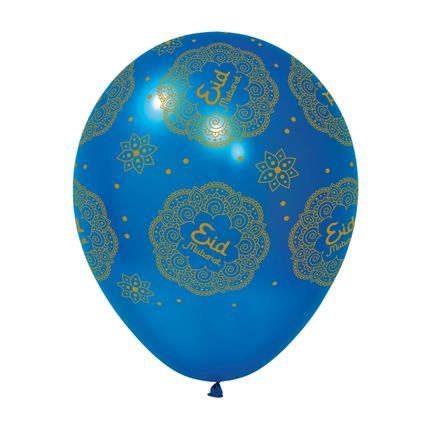 Eid Mubarak Ballonger Lila Blå 30cm 6st