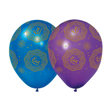 Eid Mubarak Ballonger Lila Blå 30cm 6st