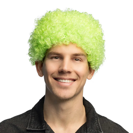 Peruk Curly, neongrön, UV