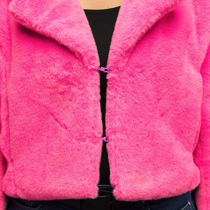 Fluffig rave-jacka i neonrosa (M/L)