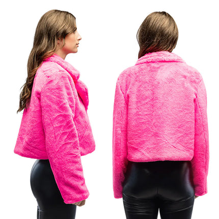 Fluffig rave-jacka i neonrosa (M/L)