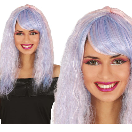 Lila peruk långt hår Stroke