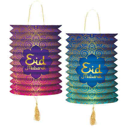 Eid Mubarak Lampioner Lila Blå 25cm 2st