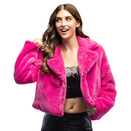 Fluffig jacka i rave-rosa (M/L)