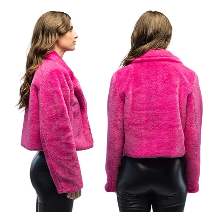 Fluffig jacka i rave-rosa (M/L)