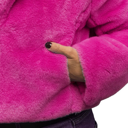 Fluffig jacka i rave-rosa (M/L)