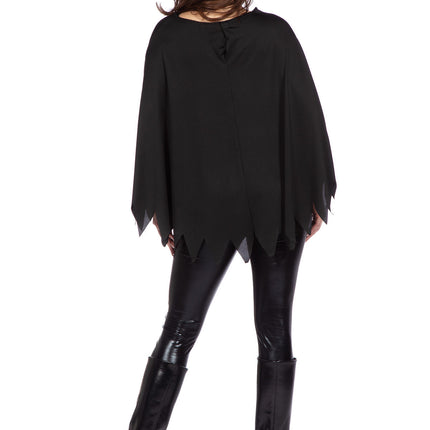 Skelett Poncho Svart Silver Strass