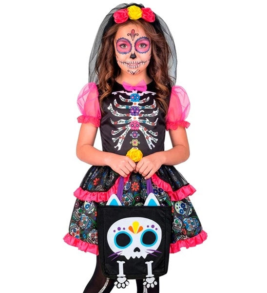 ”Trick or Treat”-väska med skelettkatt