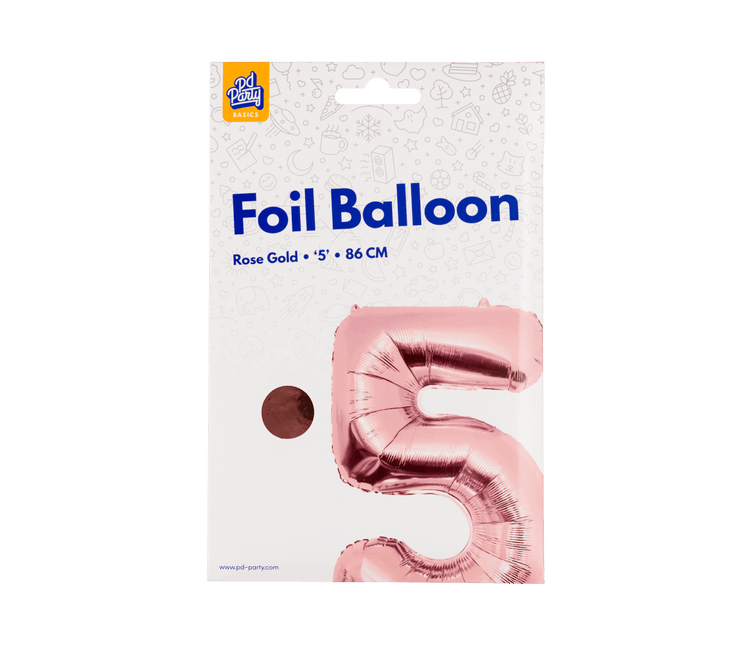5 Jaar Cijfer Ballon Rose Goud Leeg 86cm van Paper Dreams koop je bij Partywinkel