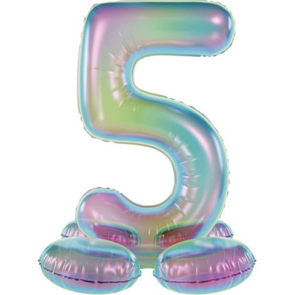 5 Jaar Cijfer Ballon Standaard Holografische Leeg 72cm van Folat koop je bij Partywinkel