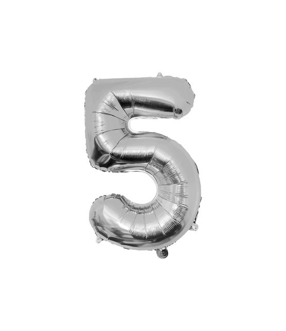 5 Jaar Cijfer Ballon Zilver Leeg 86cm van Paper Dreams koop je bij Partywinkel