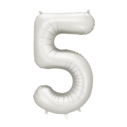 5 Jaar Cijfer Ballon Zilver Satijn Folie Leeg 86cm van Partydeco koop je bij Partywinkel