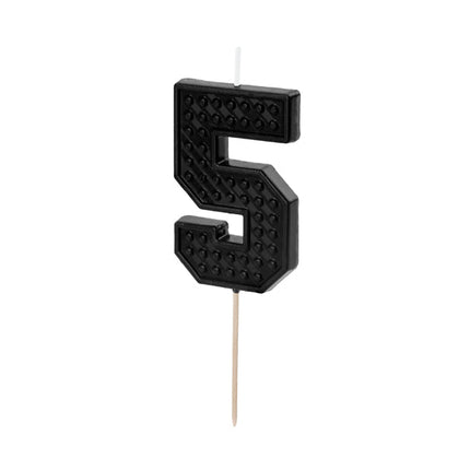 5 Jaar Kaars Zwart 6cm van Partydeco koop je bij Partywinkel